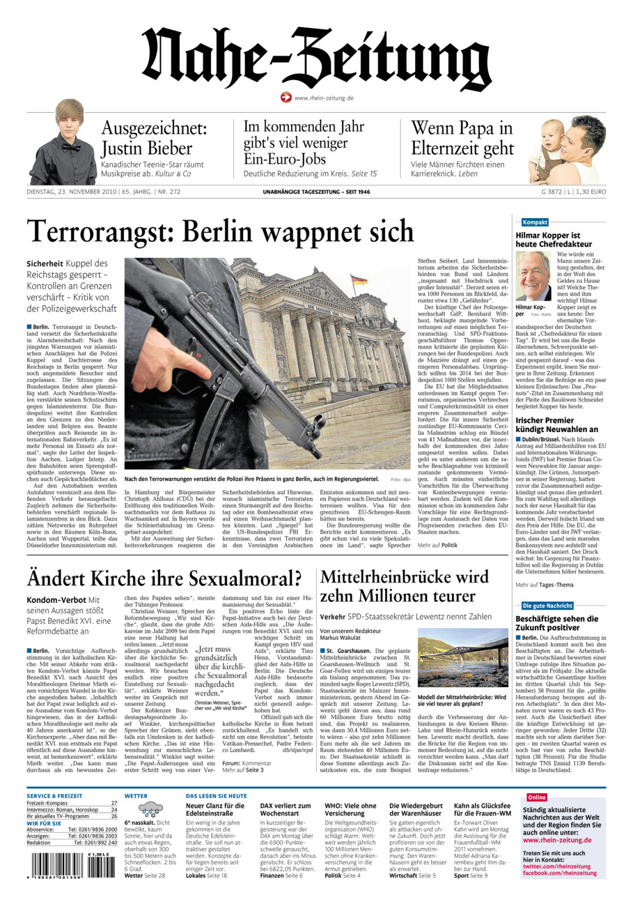 Nahe-Zeitung vom Dienstag, 23.11.2010
