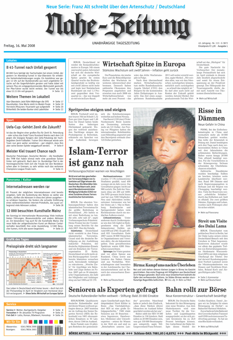 Nahe-Zeitung vom Freitag, 16.05.2008