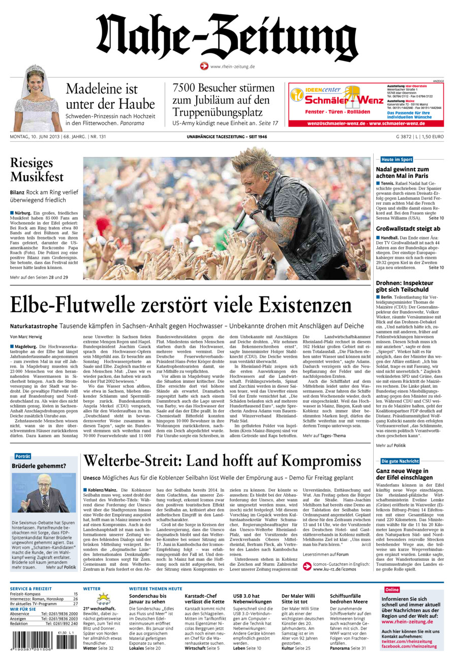 Nahe-Zeitung vom Montag, 10.06.2013