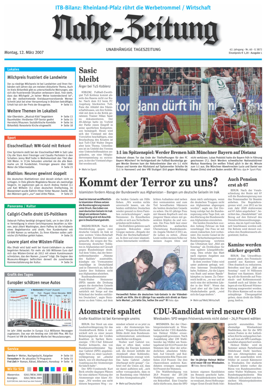 Nahe-Zeitung vom Montag, 12.03.2007