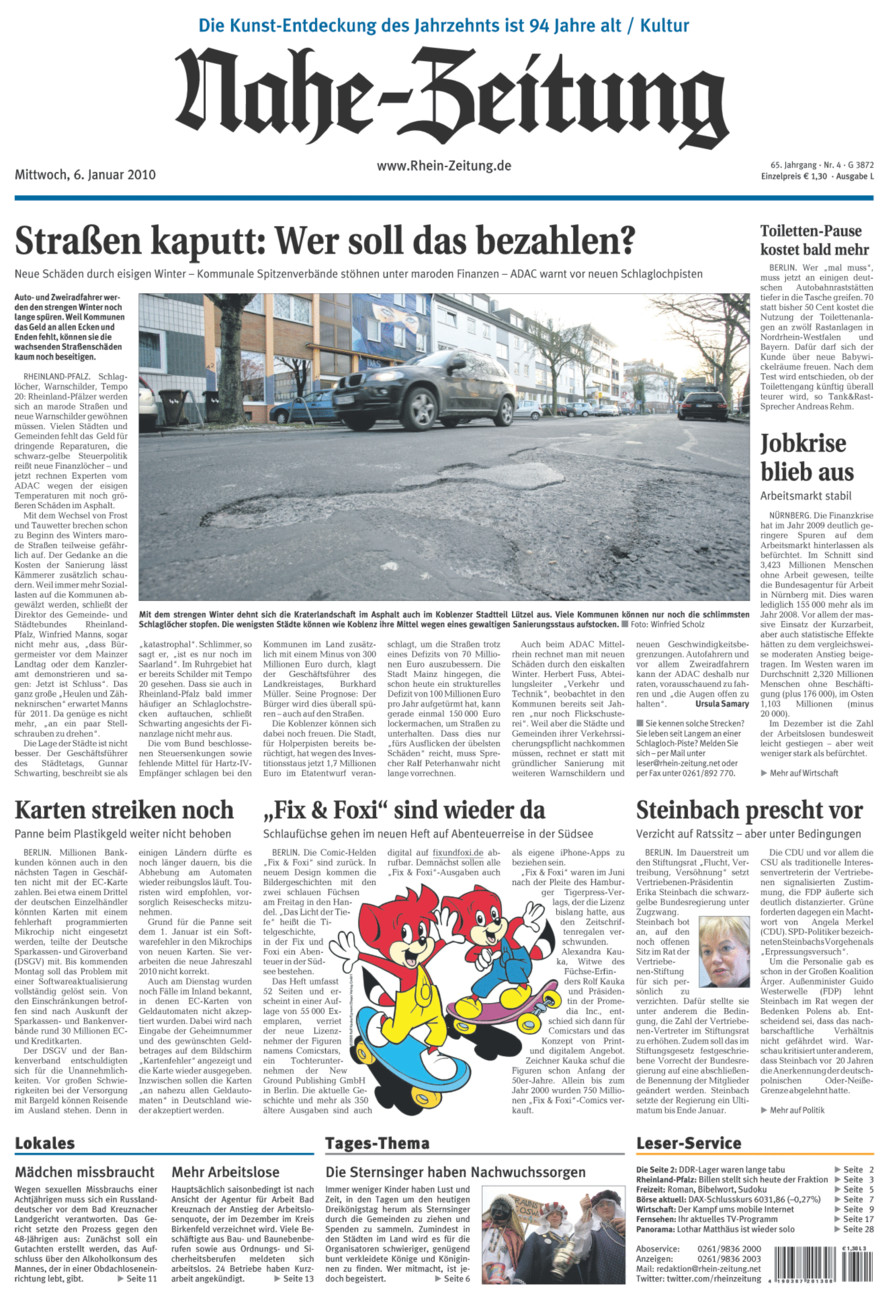 Nahe-Zeitung vom Mittwoch, 06.01.2010