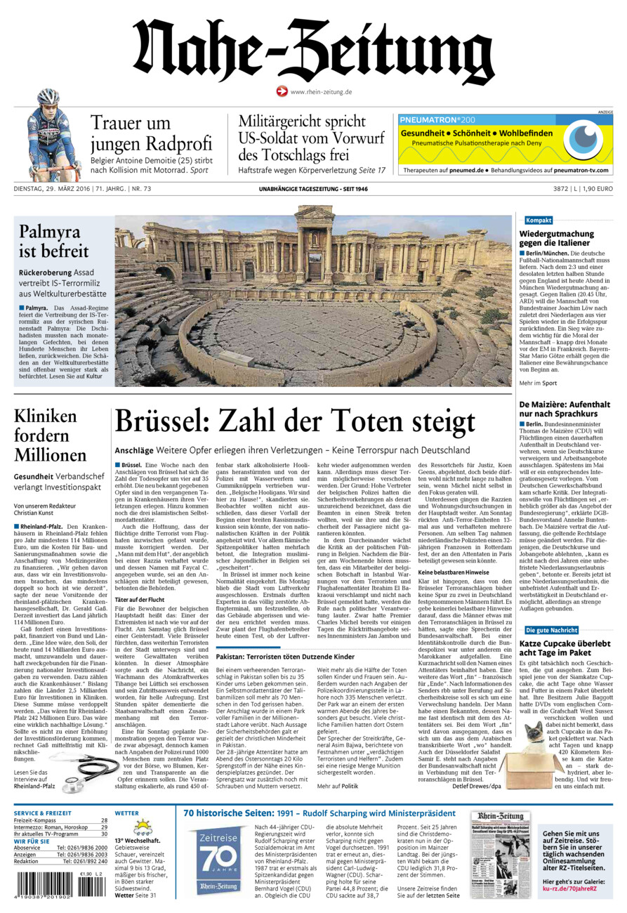 Nahe-Zeitung vom Dienstag, 29.03.2016