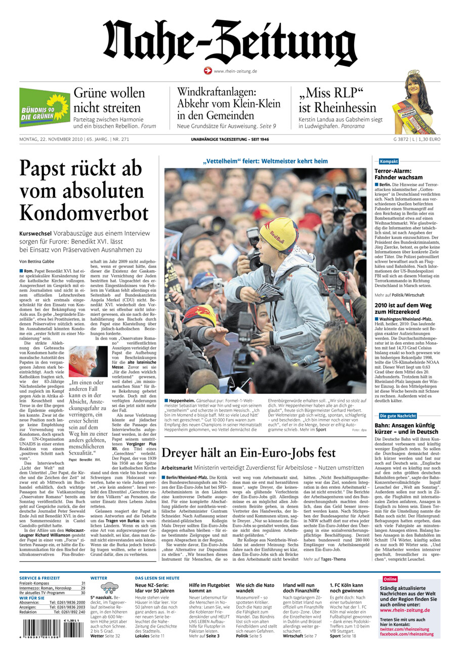 Nahe-Zeitung vom Montag, 22.11.2010