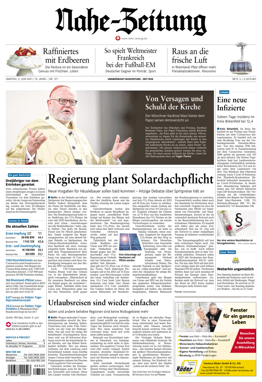 Nahe-Zeitung vom Samstag, 05.06.2021