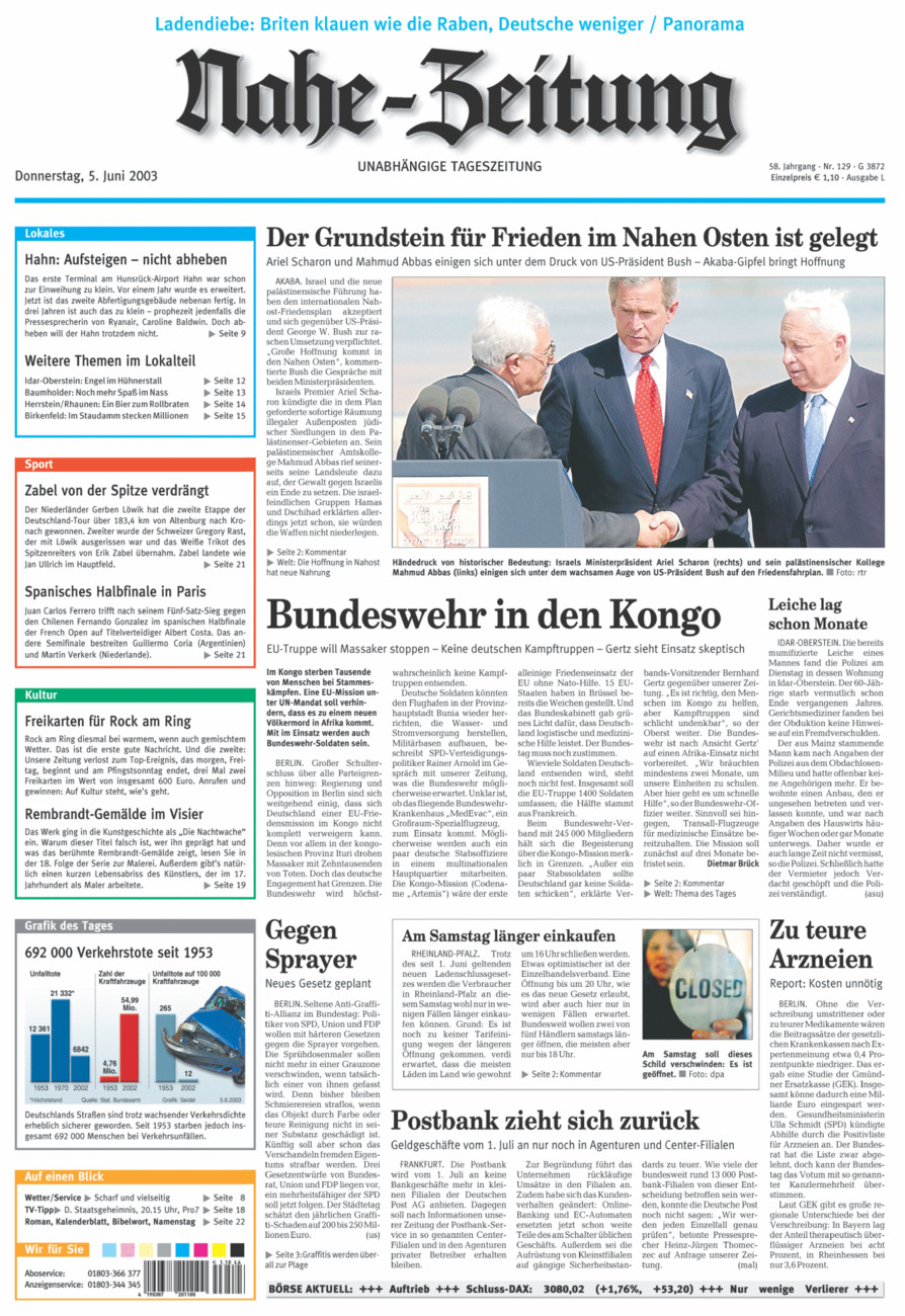 Nahe-Zeitung vom Donnerstag, 05.06.2003