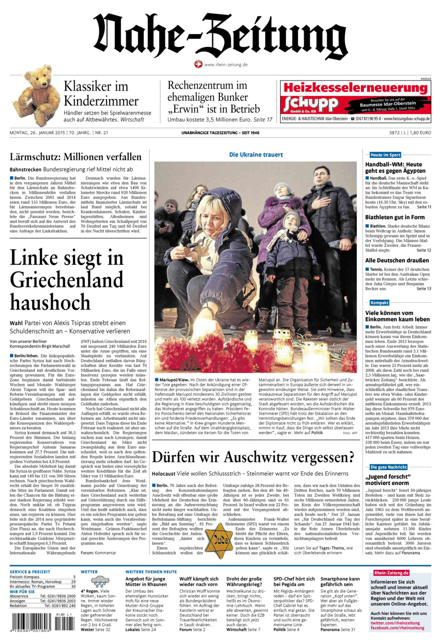 Nahe-Zeitung vom Montag, 26.01.2015