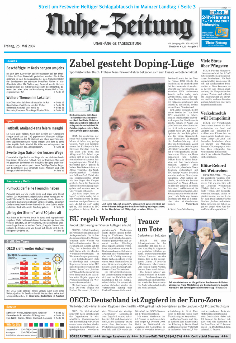 Nahe-Zeitung vom Freitag, 25.05.2007