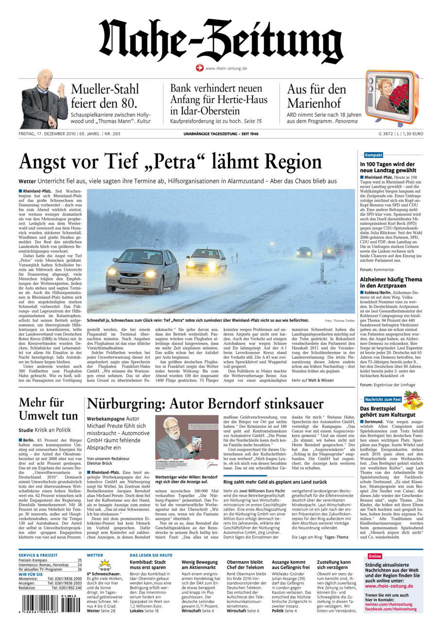 Nahe-Zeitung vom Freitag, 17.12.2010