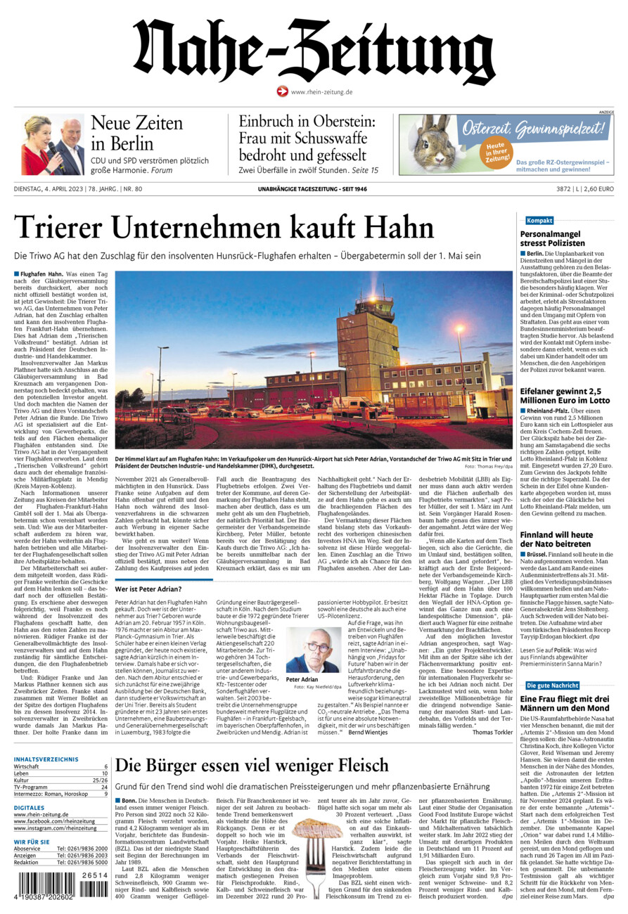 Nahe-Zeitung vom Dienstag, 04.04.2023