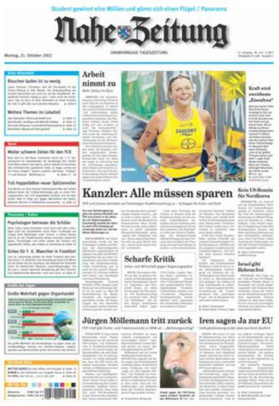 Nahe-Zeitung vom Montag, 21.10.2002