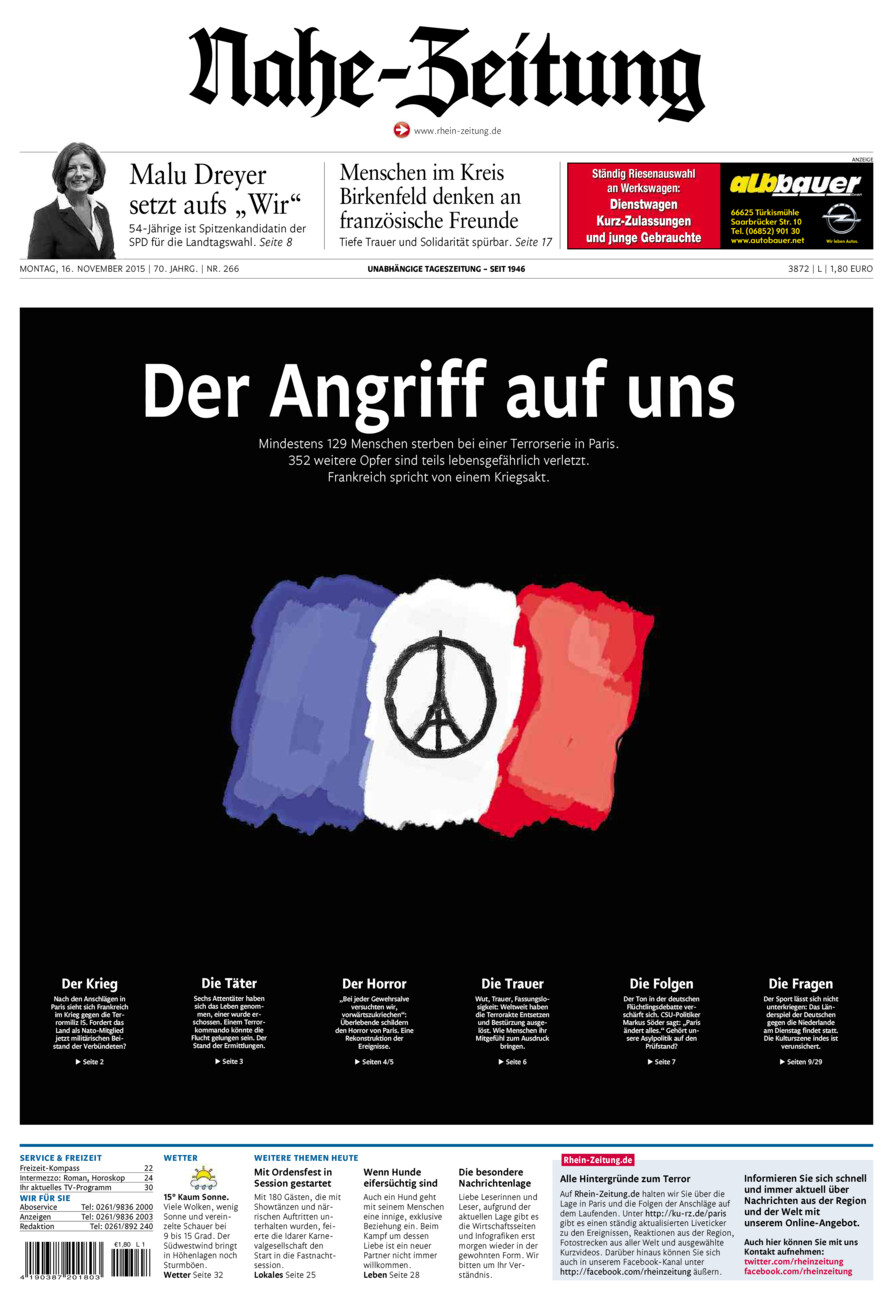 Nahe-Zeitung vom Montag, 16.11.2015