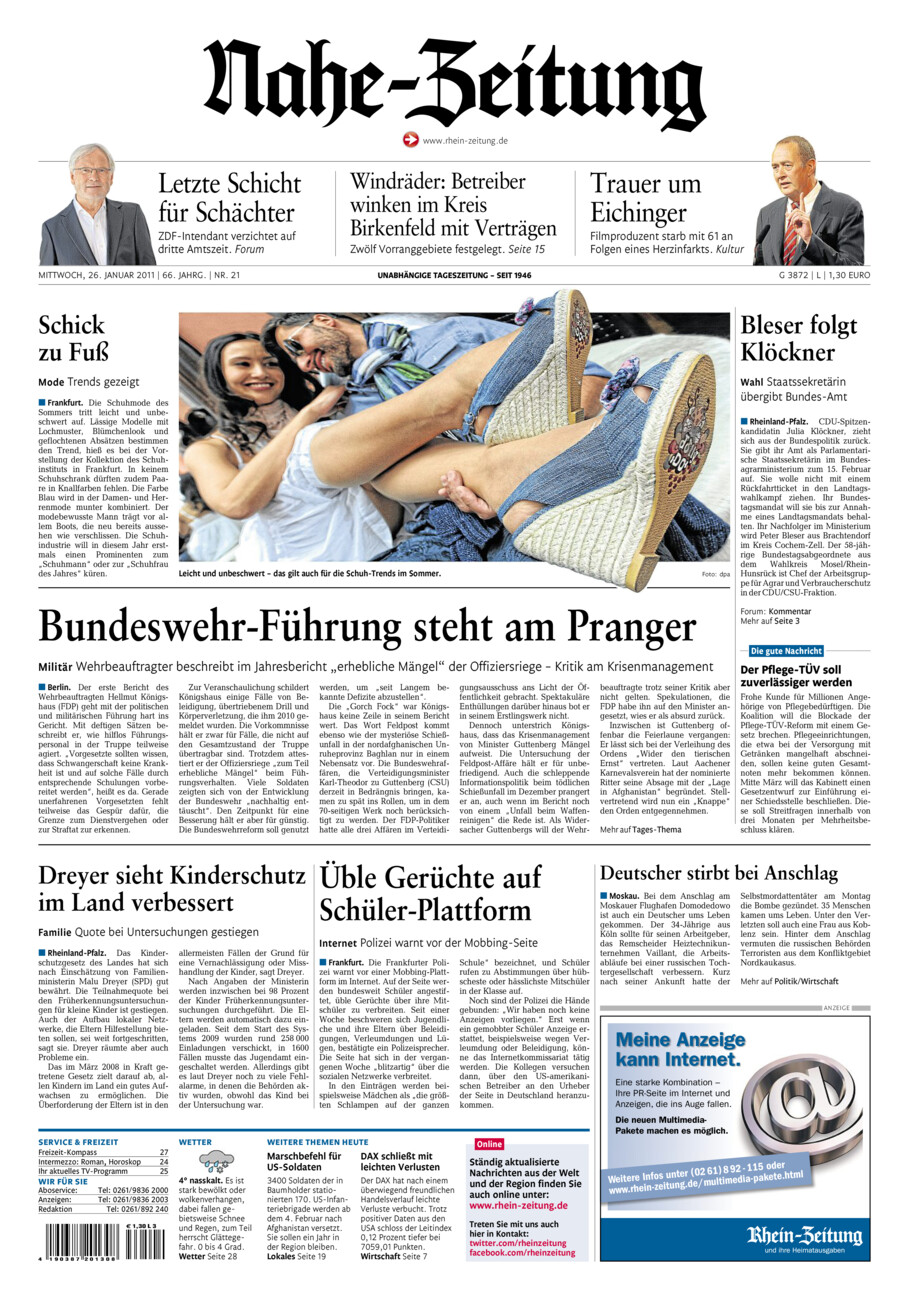 Nahe-Zeitung vom Mittwoch, 26.01.2011