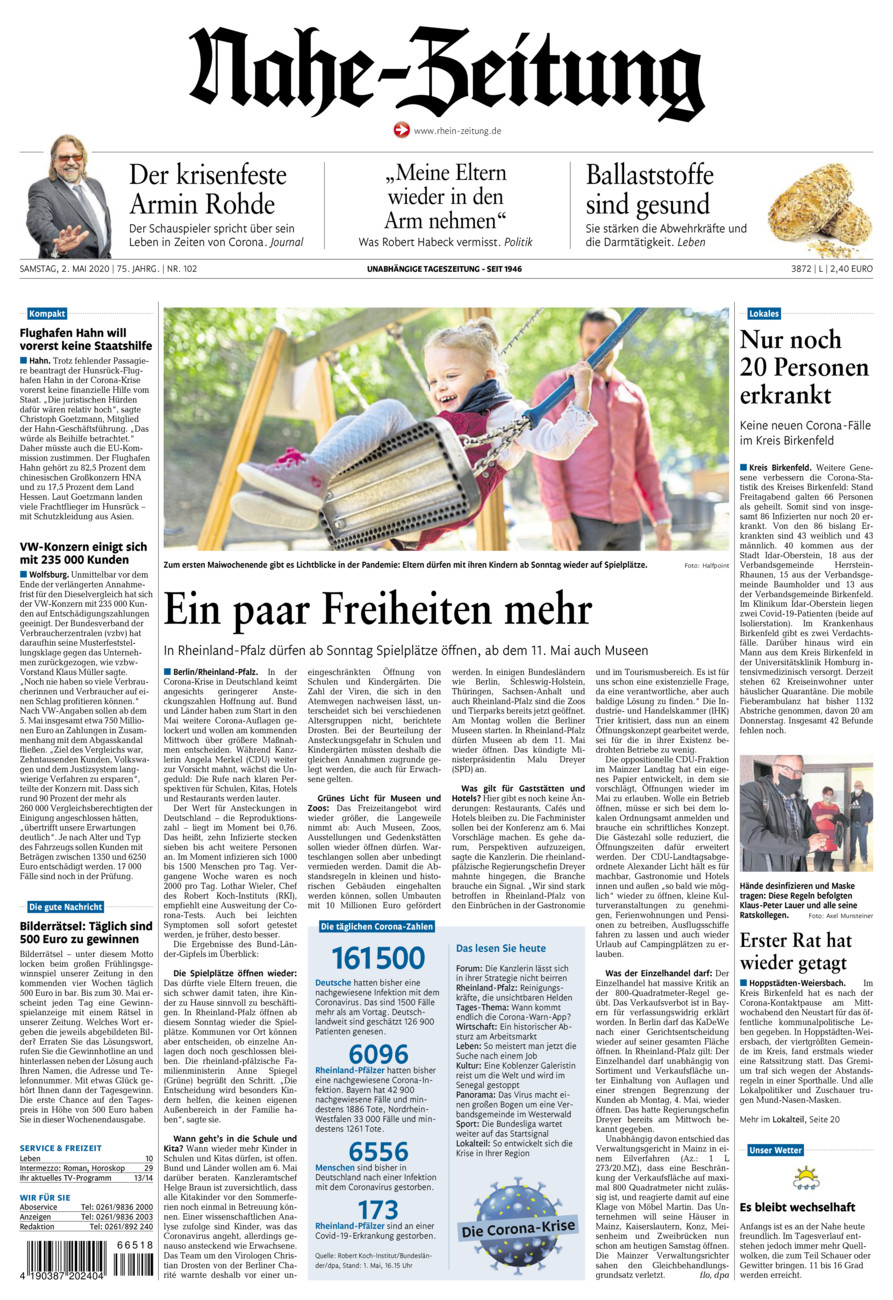 Nahe-Zeitung vom Samstag, 02.05.2020