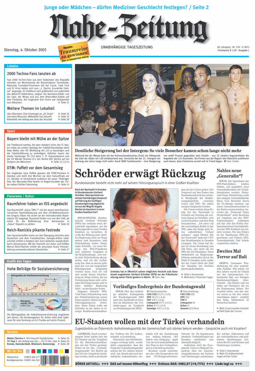 Nahe-Zeitung vom Dienstag, 04.10.2005