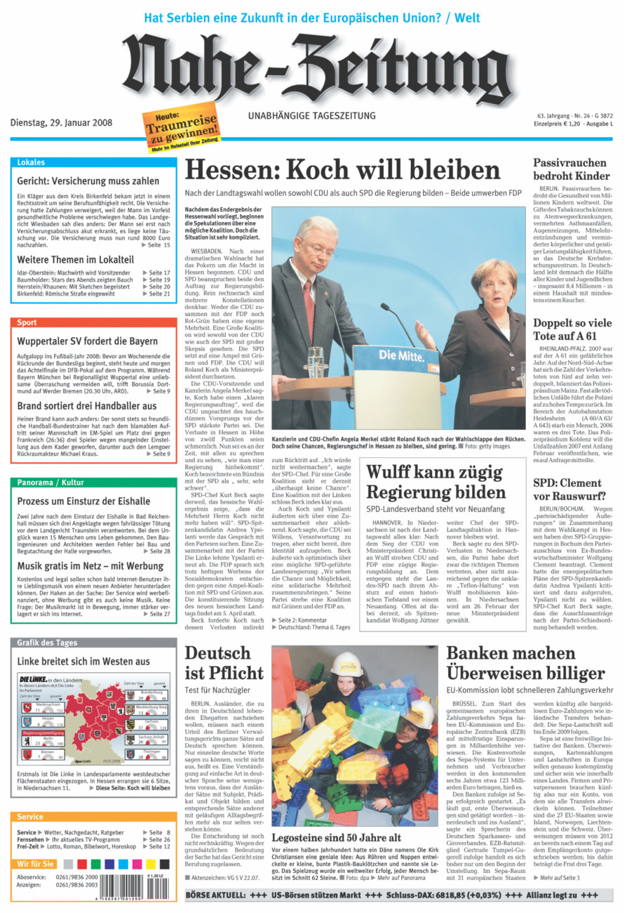 Nahe-Zeitung vom Dienstag, 29.01.2008