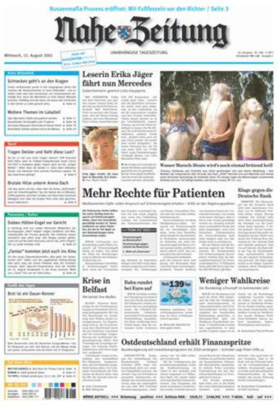 Nahe-Zeitung vom Mittwoch, 15.08.2001