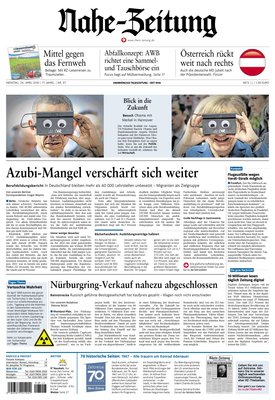 Nahe-Zeitung vom Dienstag, 26.04.2016