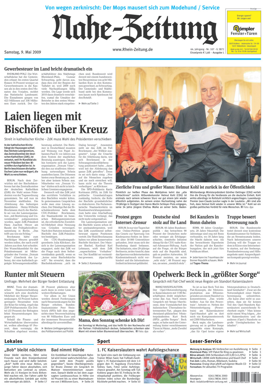 Nahe-Zeitung vom Samstag, 09.05.2009