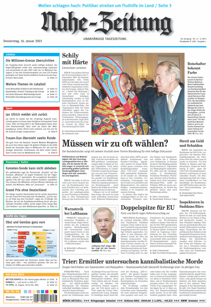 Nahe-Zeitung vom Donnerstag, 16.01.2003