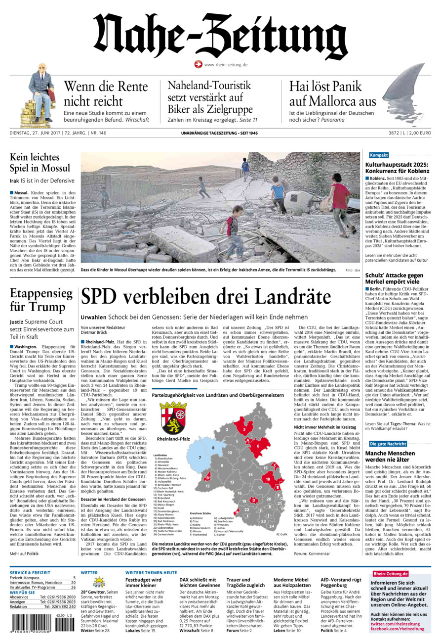 Nahe-Zeitung vom Dienstag, 27.06.2017