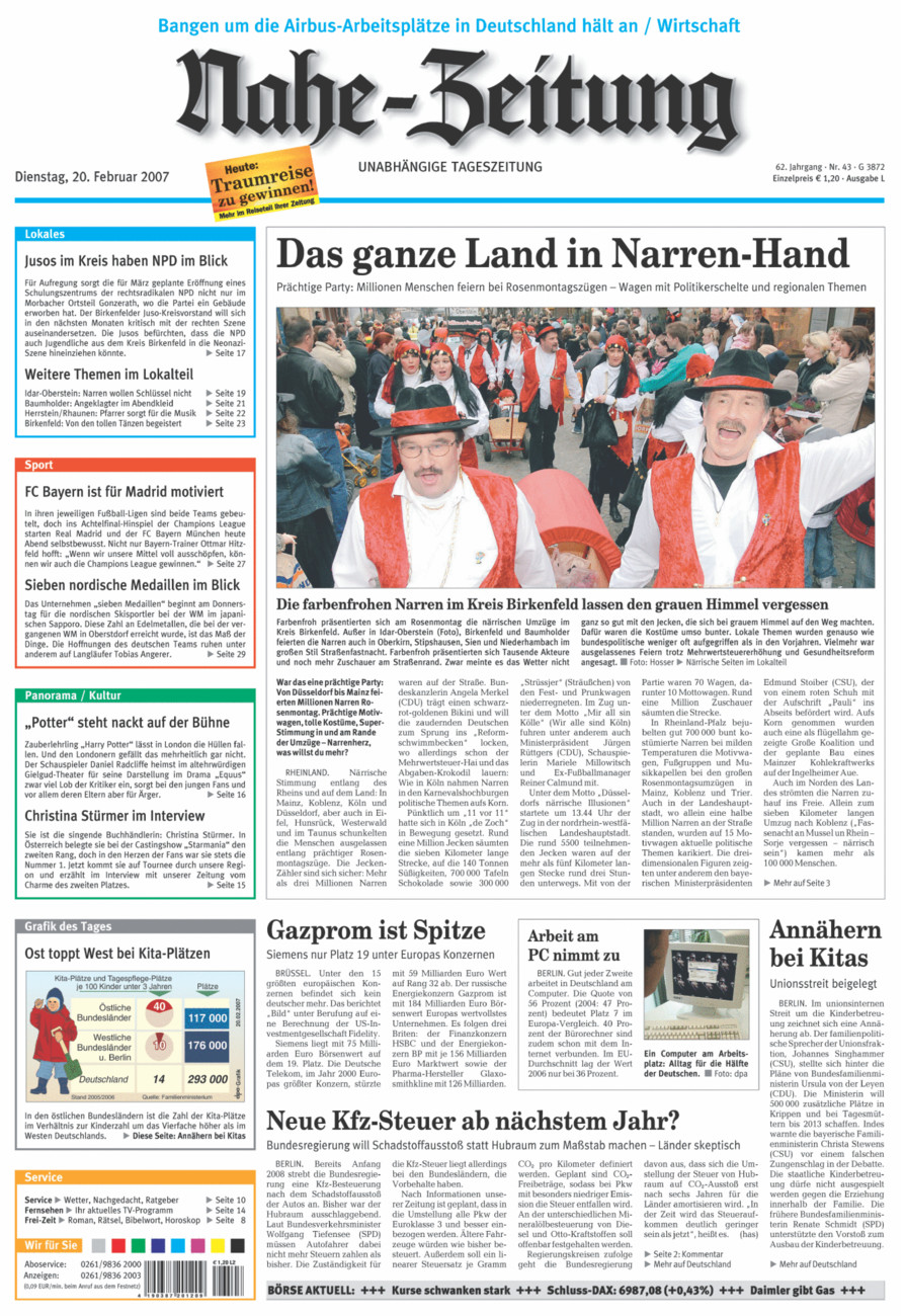Nahe-Zeitung vom Dienstag, 20.02.2007