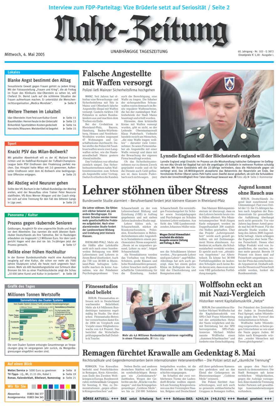 Nahe-Zeitung vom Mittwoch, 04.05.2005