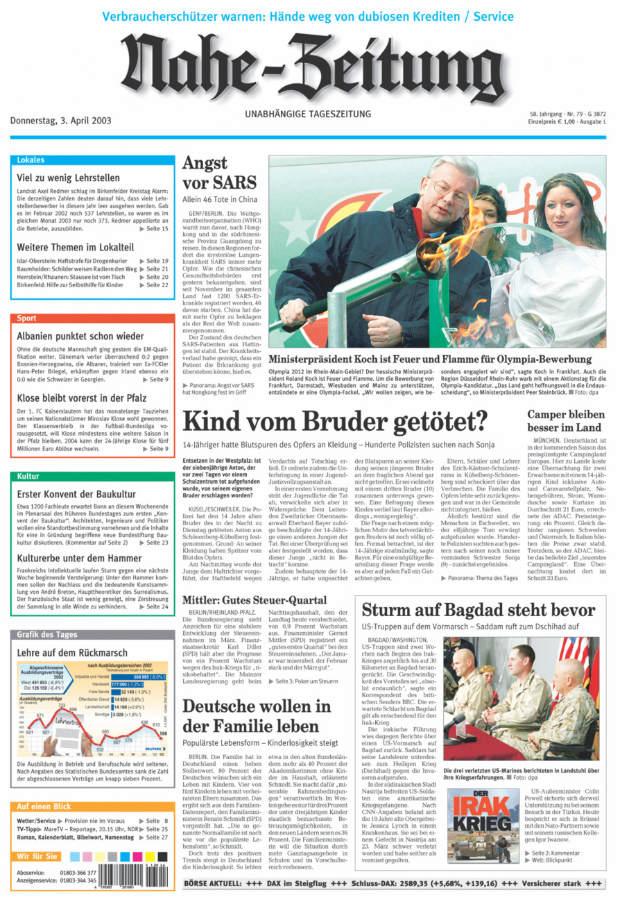 Nahe-Zeitung vom Donnerstag, 03.04.2003
