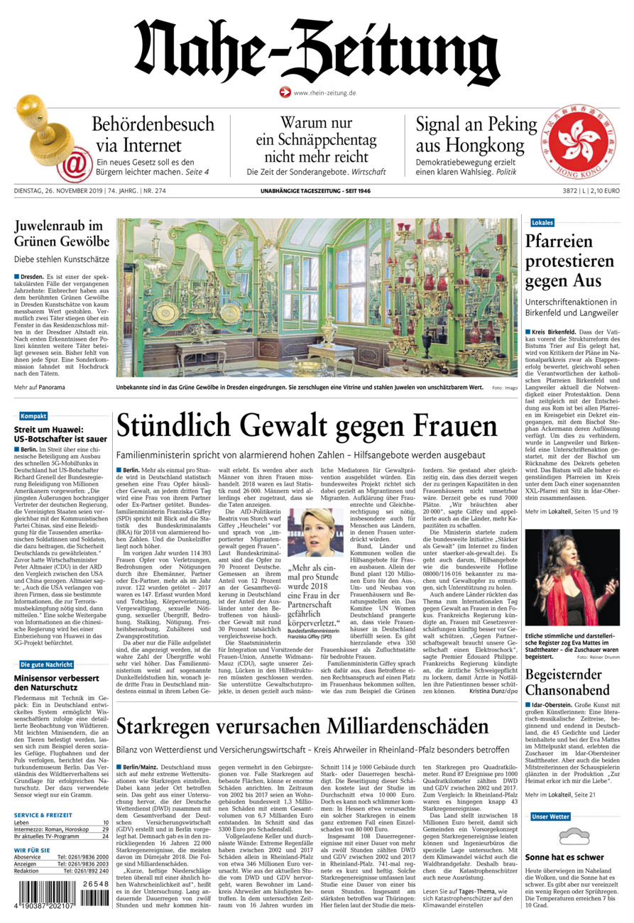 Nahe-Zeitung vom Dienstag, 26.11.2019