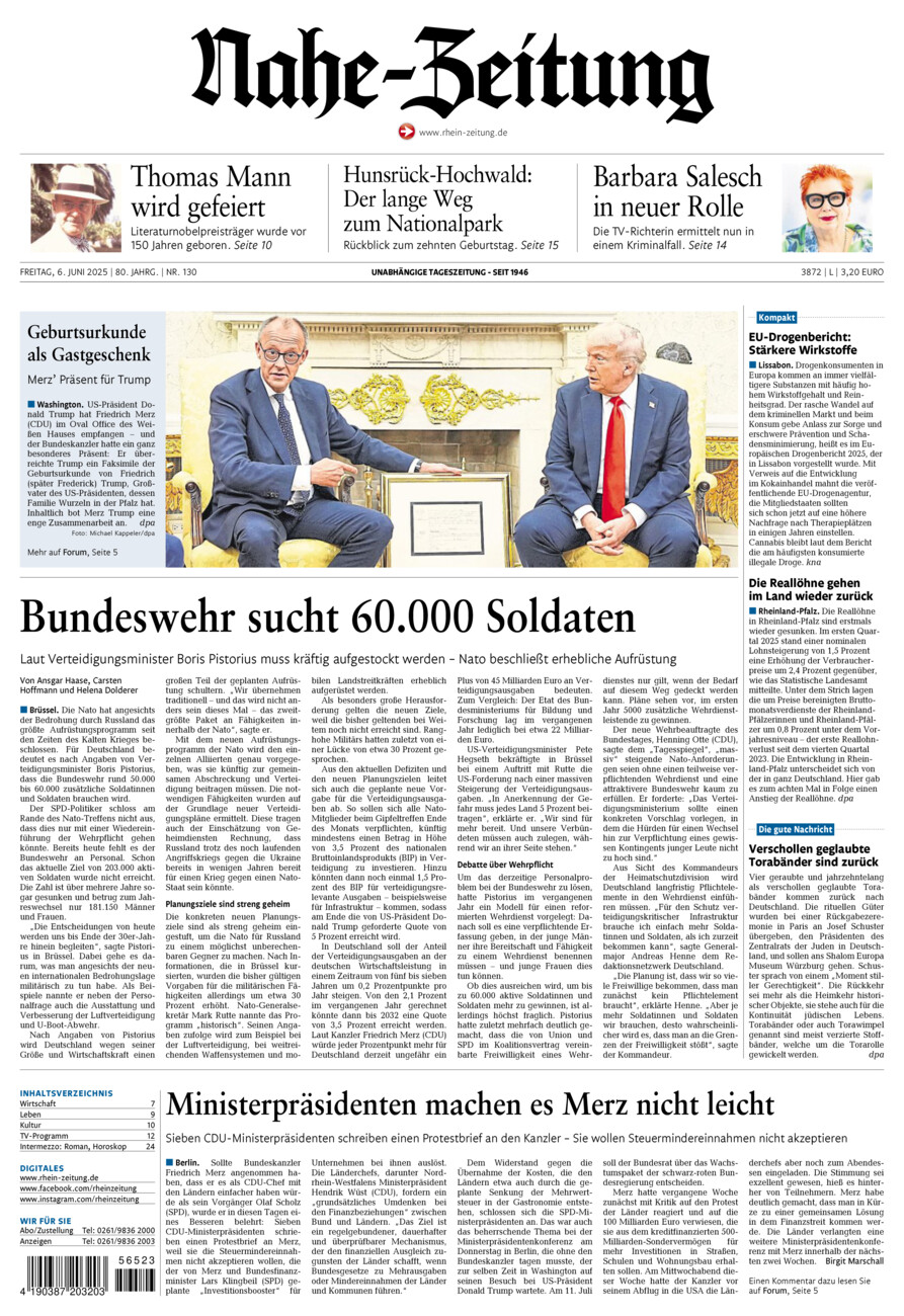 Nahe-Zeitung vom Freitag, 06.06.2025