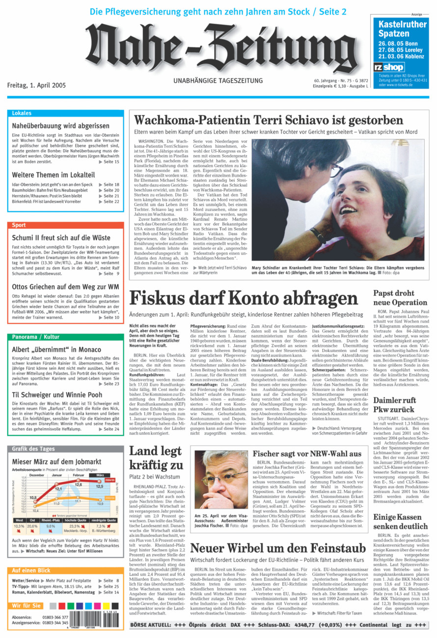 Nahe-Zeitung vom Freitag, 01.04.2005