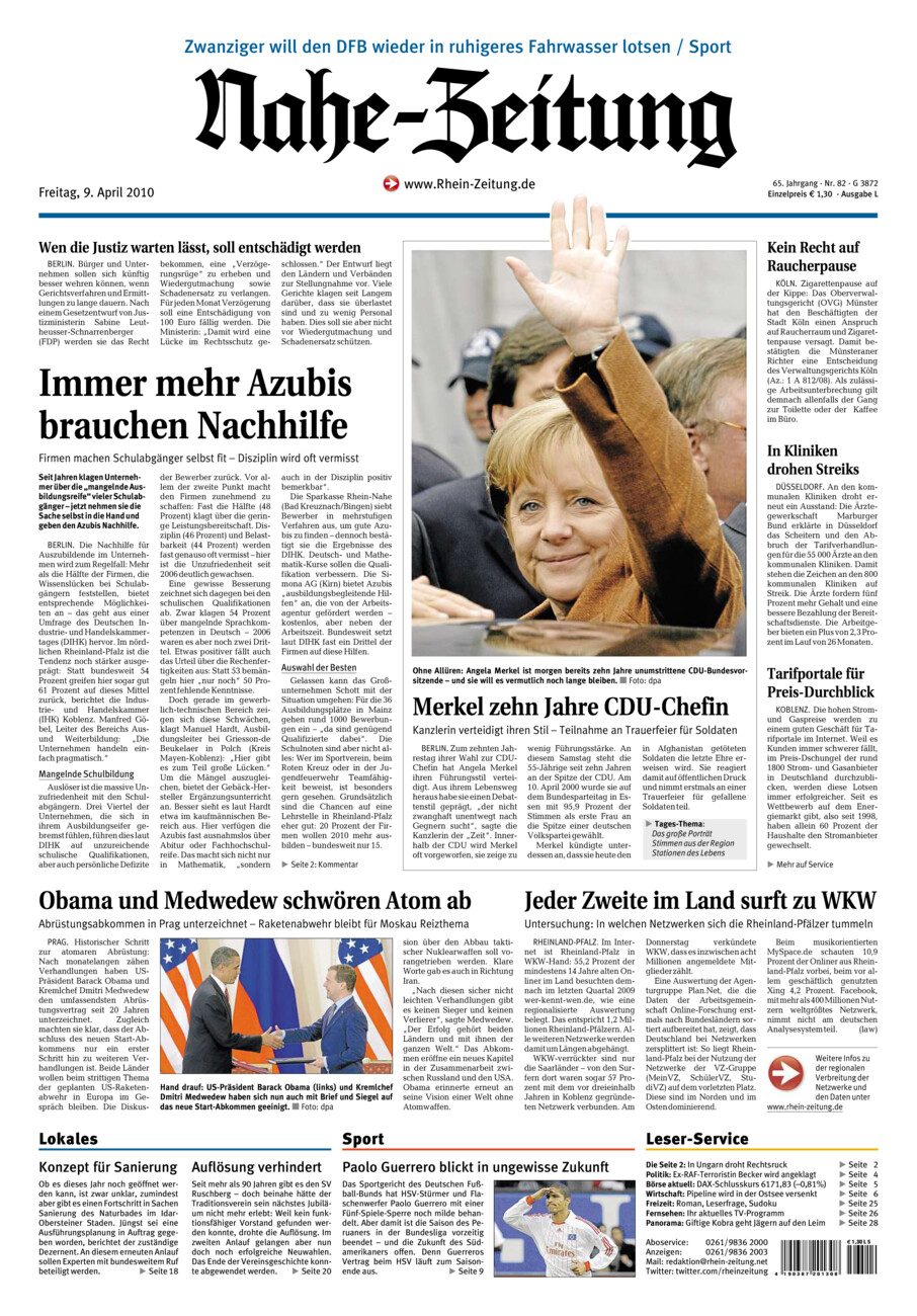 Nahe-Zeitung vom Freitag, 09.04.2010