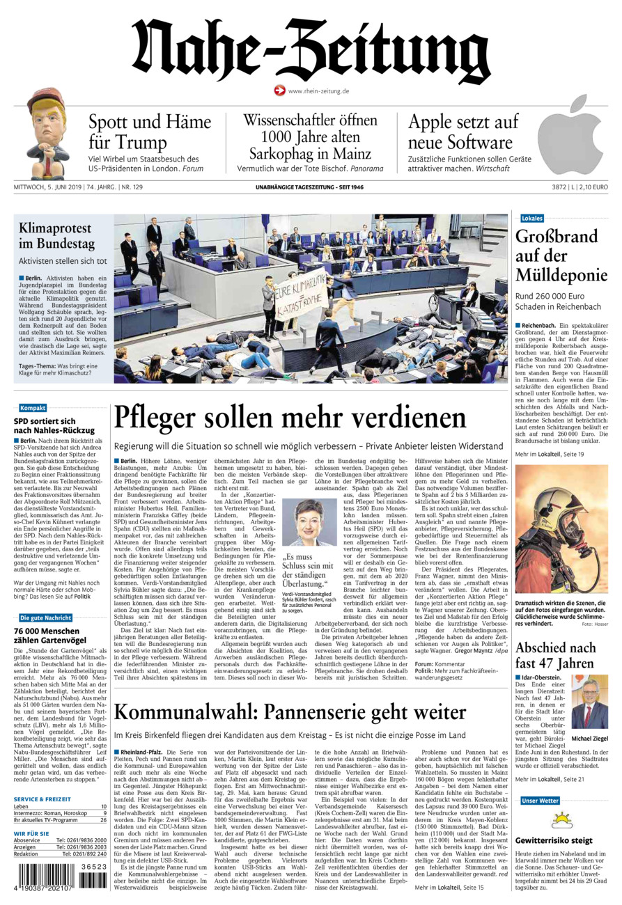Nahe-Zeitung vom Mittwoch, 05.06.2019