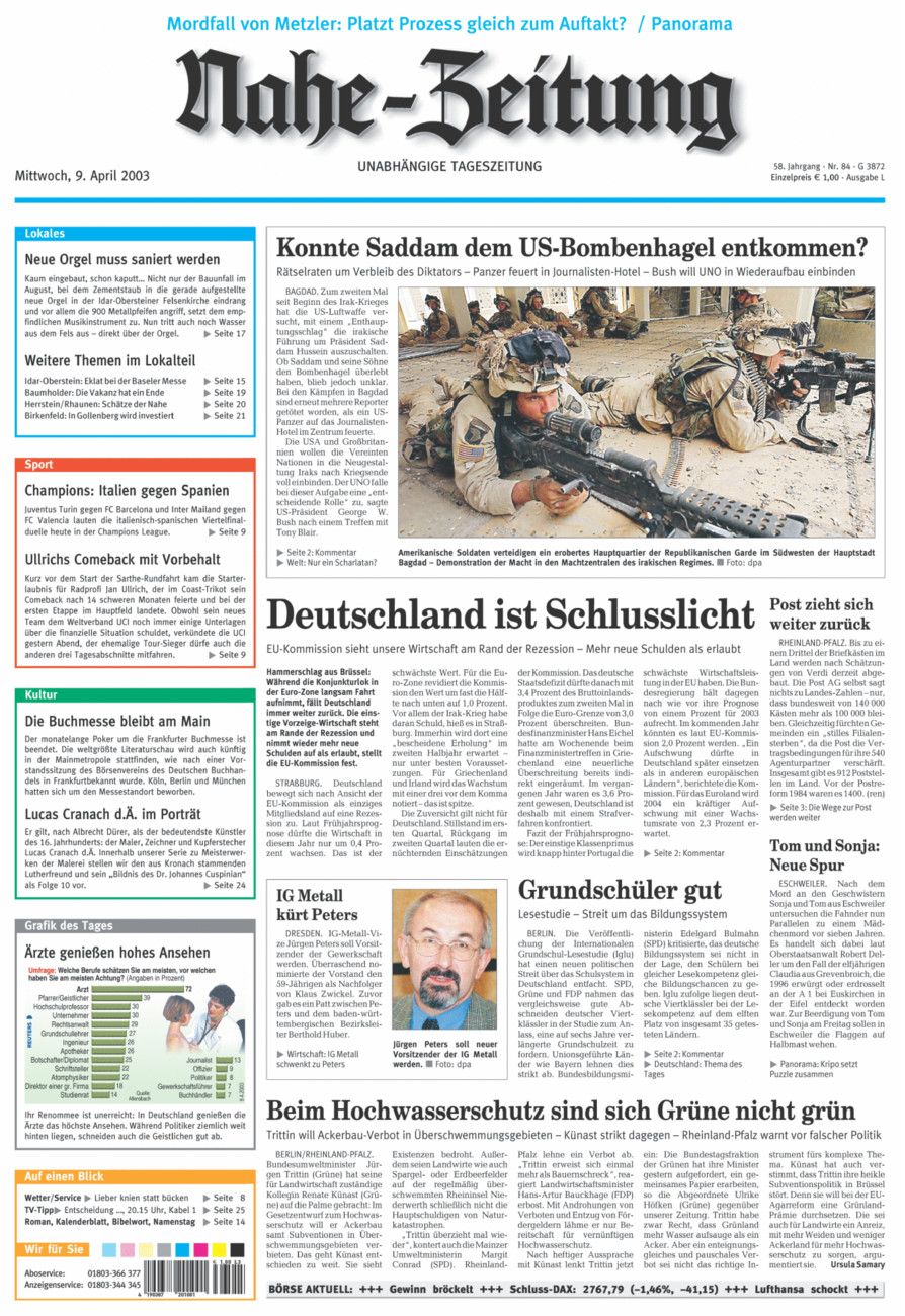 Nahe-Zeitung vom Mittwoch, 09.04.2003