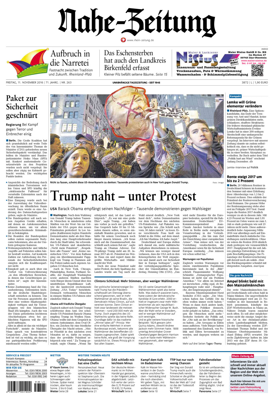 Nahe-Zeitung vom Freitag, 11.11.2016