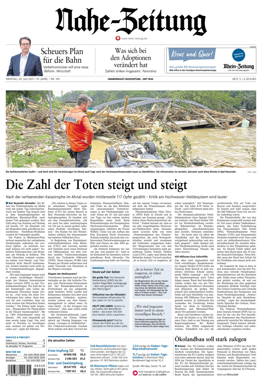 Nahe-Zeitung vom Dienstag, 20.07.2021