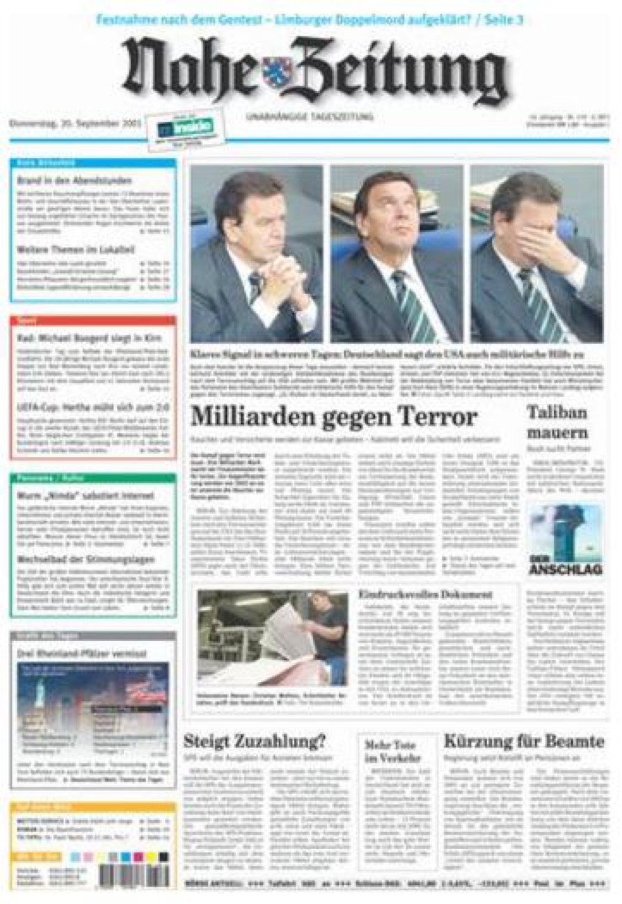 Nahe-Zeitung vom Donnerstag, 20.09.2001