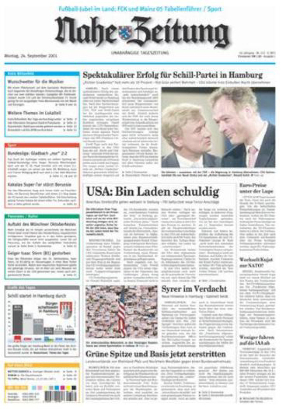 Nahe-Zeitung vom Montag, 24.09.2001