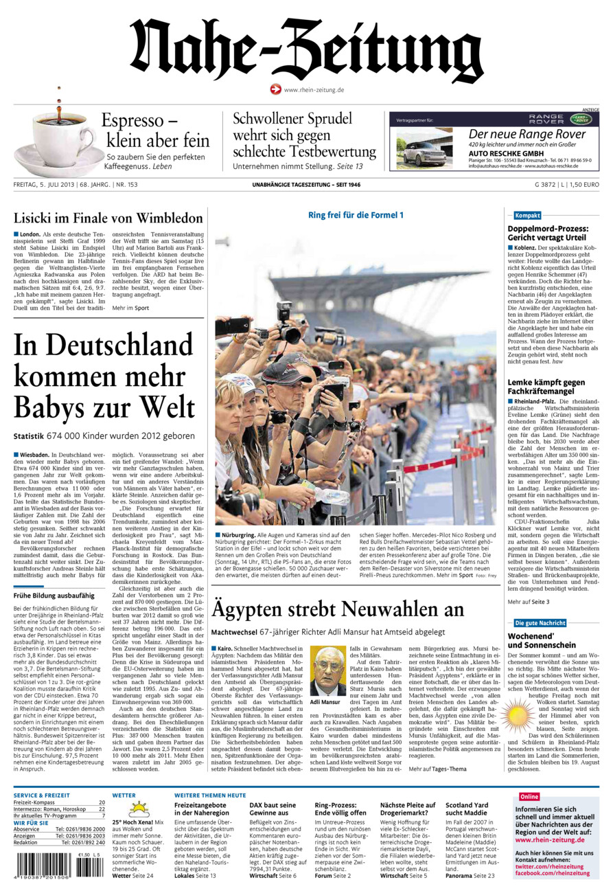 Nahe-Zeitung vom Freitag, 05.07.2013