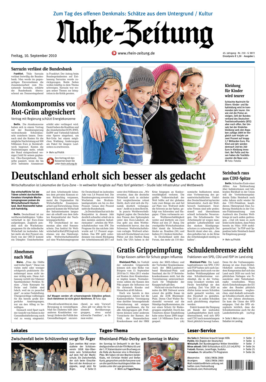 Nahe-Zeitung vom Freitag, 10.09.2010