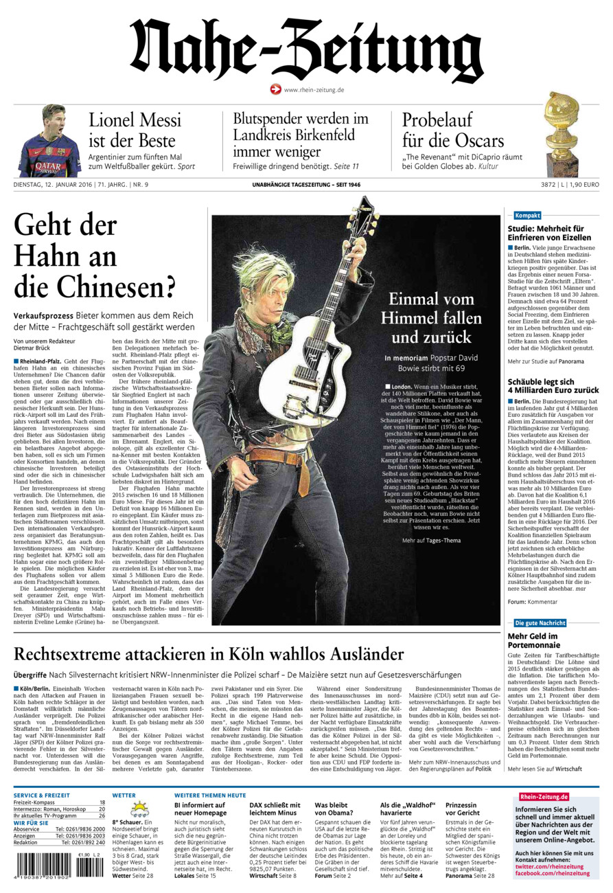 Nahe-Zeitung vom Dienstag, 12.01.2016