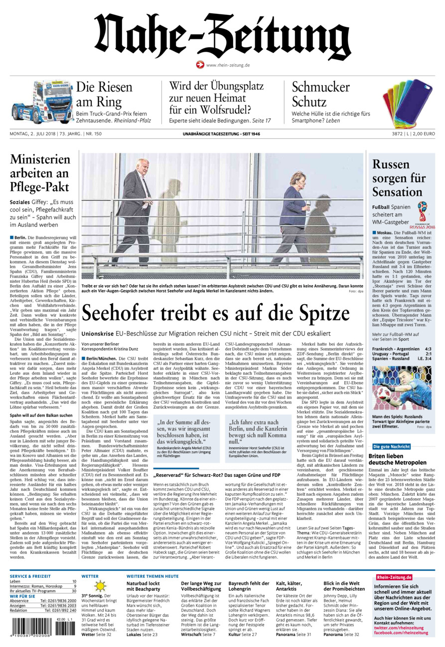 Nahe-Zeitung vom Montag, 02.07.2018