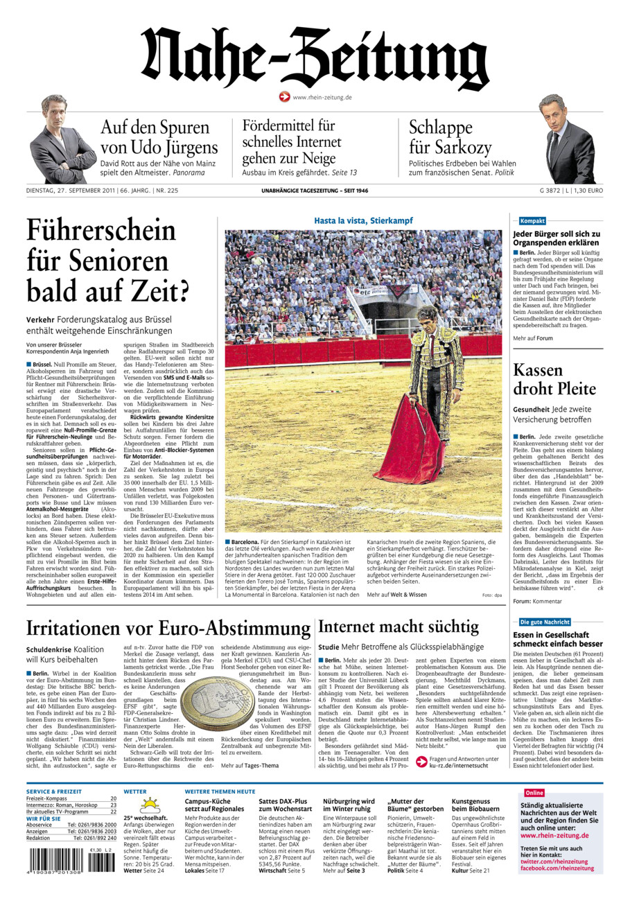 Nahe-Zeitung vom Dienstag, 27.09.2011