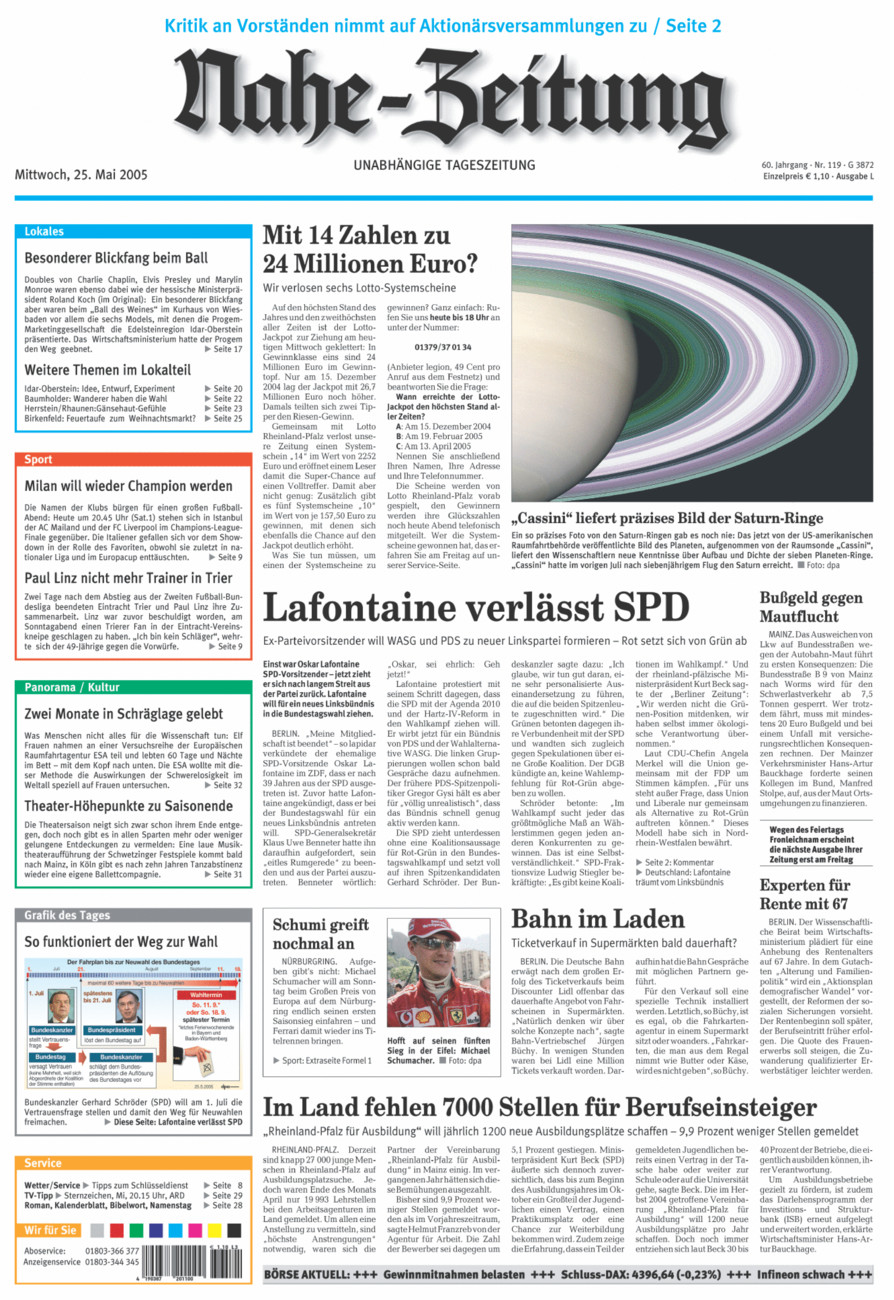 Nahe-Zeitung vom Mittwoch, 25.05.2005