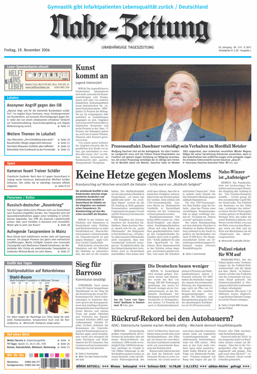 Nahe-Zeitung vom Freitag, 19.11.2004