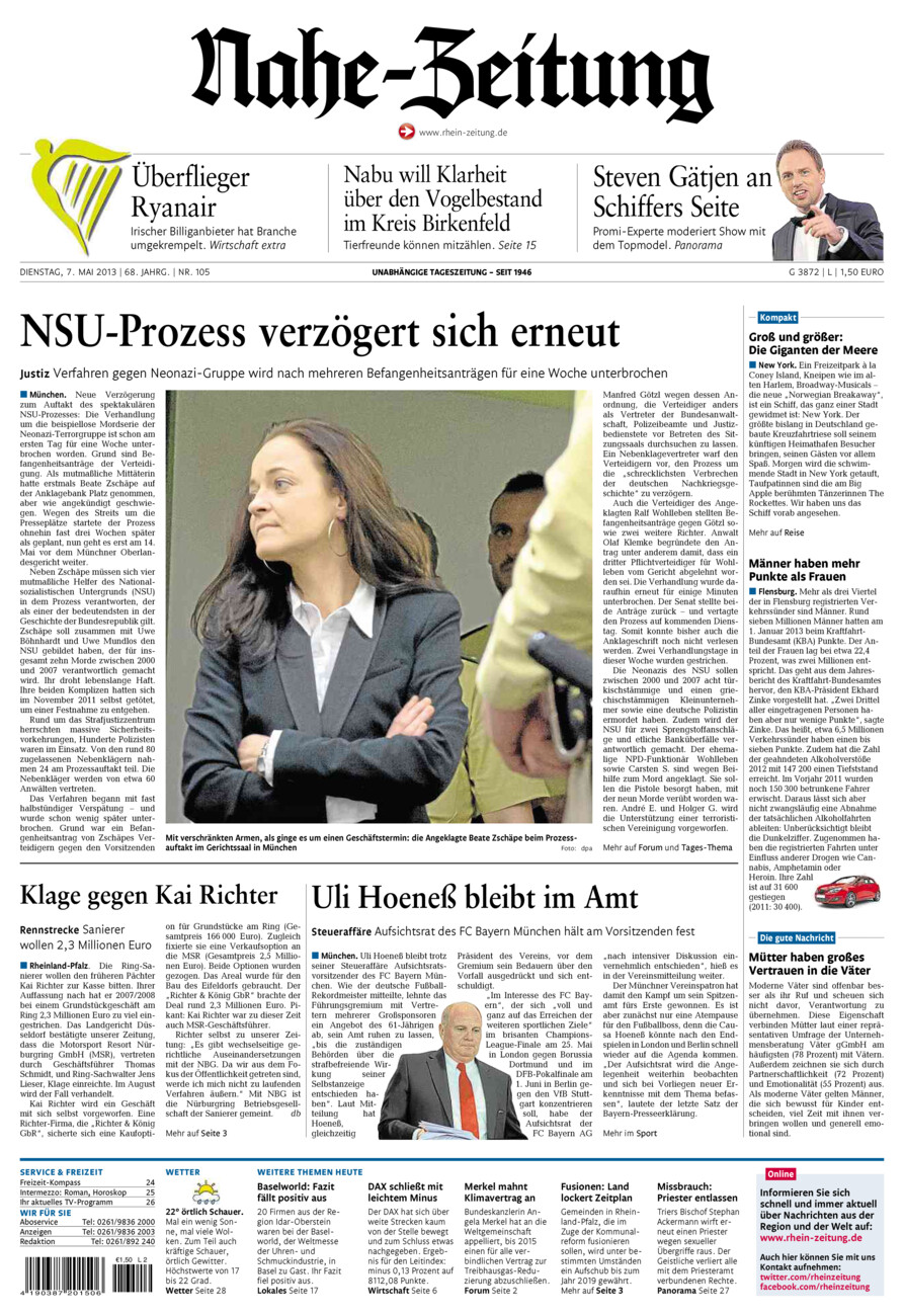 Nahe-Zeitung vom Dienstag, 07.05.2013