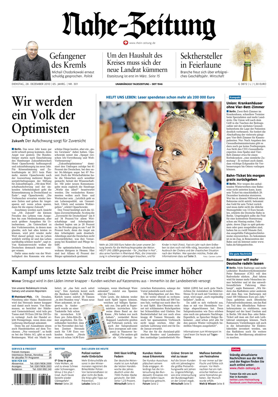 Nahe-Zeitung vom Dienstag, 28.12.2010