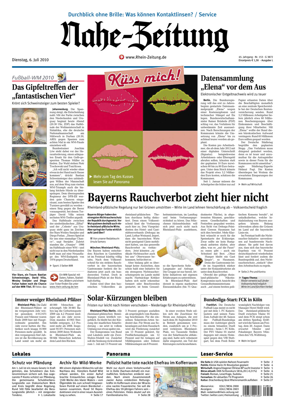 Nahe-Zeitung vom Dienstag, 06.07.2010
