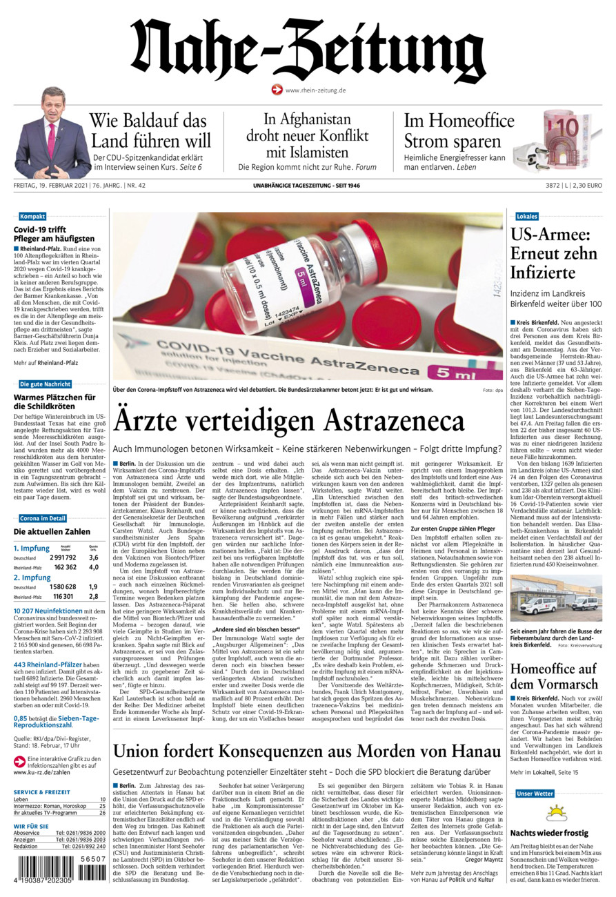 Nahe-Zeitung vom Freitag, 19.02.2021
