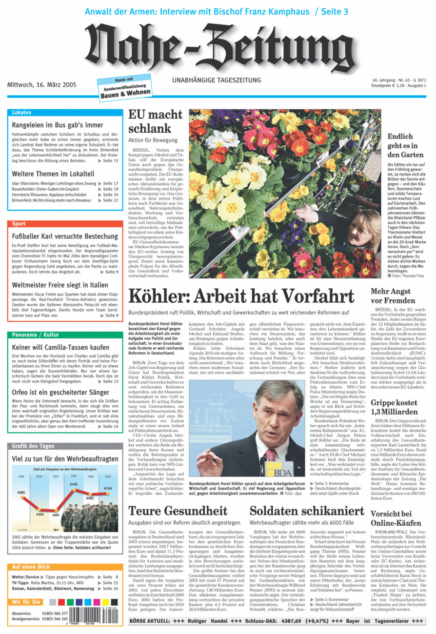 Nahe-Zeitung vom Mittwoch, 16.03.2005