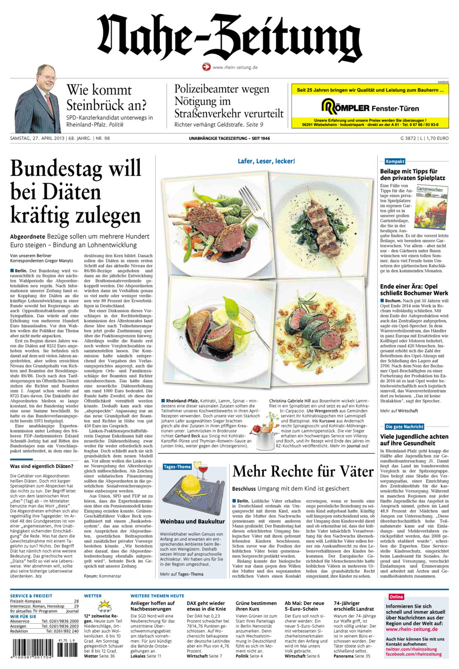 Nahe-Zeitung vom Samstag, 27.04.2013